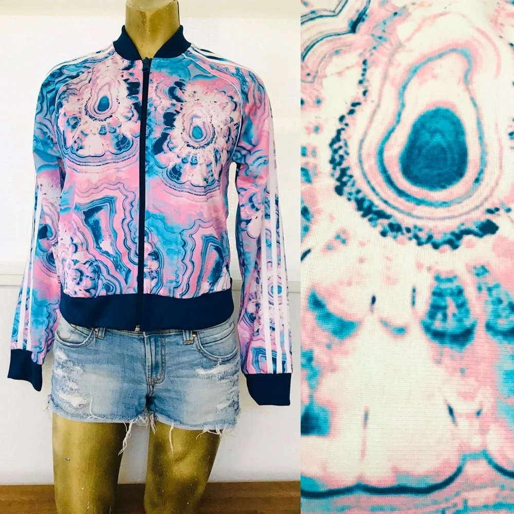 ADIDAS Rare GEODE Agate Marble Print JACKET Child Size S
